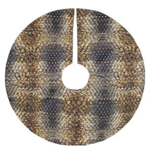 Gold Brown Black Ivory Snake Skin Brushed Polyester Tree Skirt