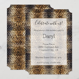 Gold Brown Black Ivory Snake Skin Invitation