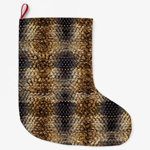 Gold Brown Black Ivory Snake Skin Large Christmas Stocking