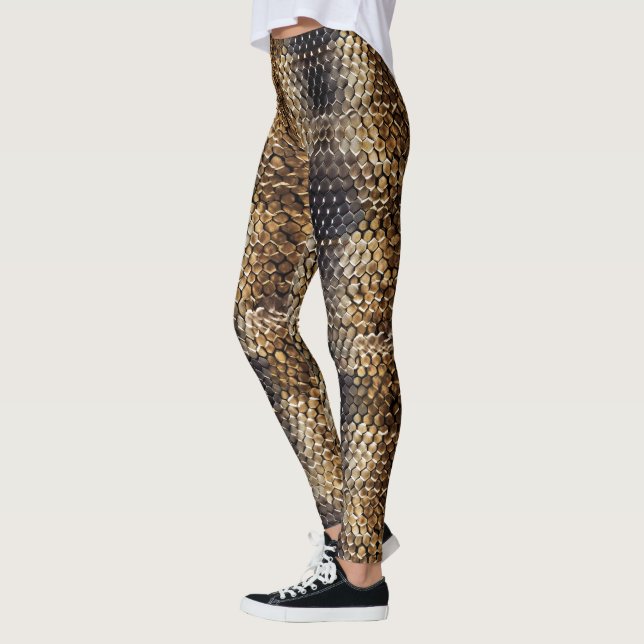 Gold Brown Black Ivory Snake Skin Leggings (Left)