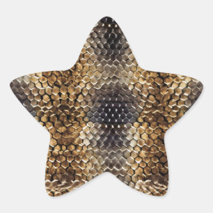 Gold Brown Black Ivory Snake Skin Star Sticker