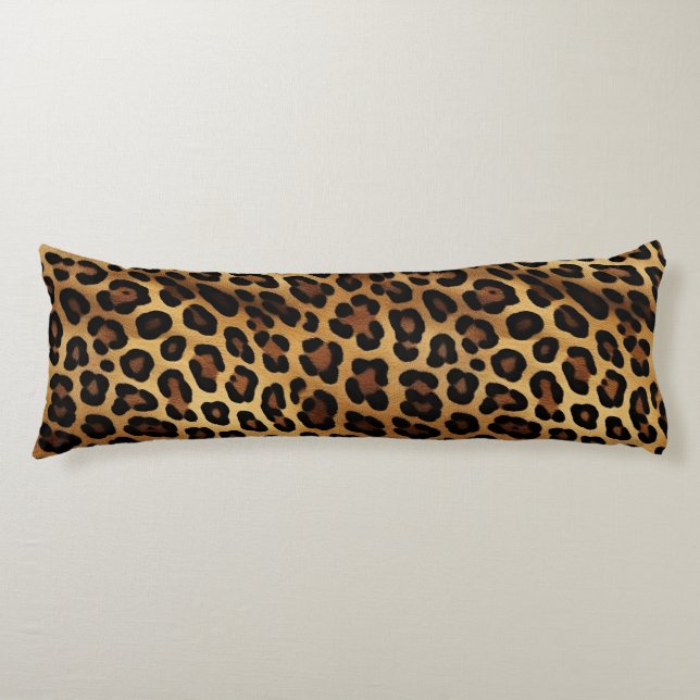 Gold Brown Black Leopard Print Body Cushion (Front)