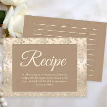 Gold Brown Bridal Shower Recipe Enclosure Card