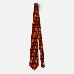 GOLD BROWN DAHLIA FLOWERS Abstract Floral Stripes Tie