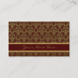 Gold & Brown Damask Pattern Business Card