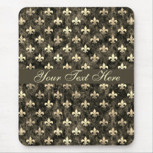 Gold Brown Fleur De Lis Customizable Mousepad
