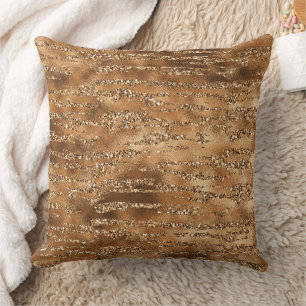 Gold Brown Glitter Stripes Cushion