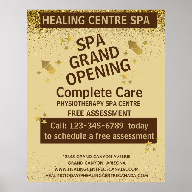 Gold Brown Glittery Physio Centre Grand Opening Poster (Front)