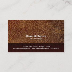 Gold brown leather look interior design business card