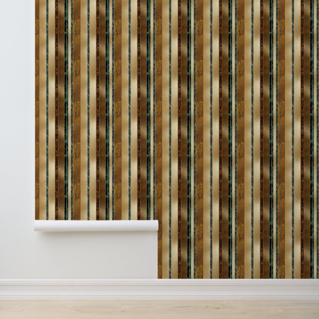 Gold Brown Leopard Animal Stripes Wallpaper (Application)