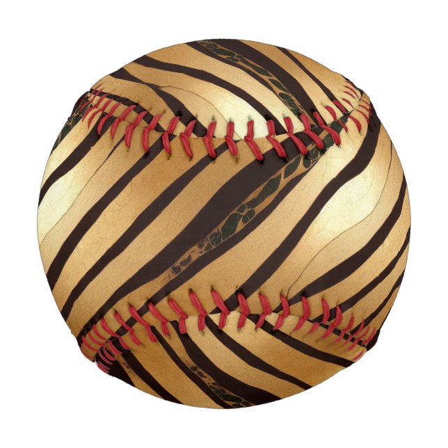 Gold Brown Leopard Print Stripes Baseball (Front)