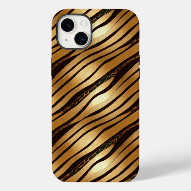 Gold Brown Leopard Print Stripes Case-Mate iPhone Case (Back)