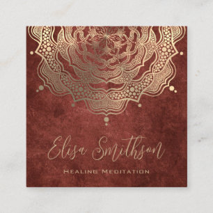 Gold Brown Mandala Yoga Healing Meditation Natural Square Business Card