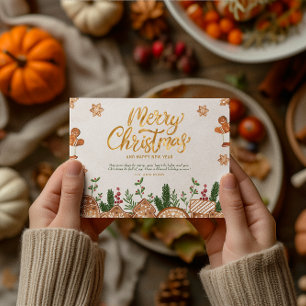 Gold Brown Merry Christmas Theme Card