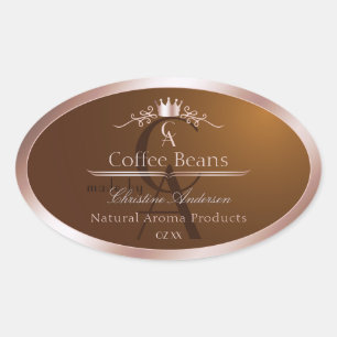 Gold Brown Product Label Rosegold Frame Monogram