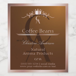 Gold Brown Product Label Rosegold Frame Monogram