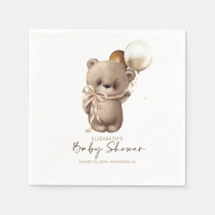 Gold Brown Teddy Bear Baby Shower Napkin