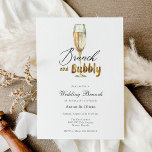 Gold Brunch and Bubbly Champagne Wedding Brunch Invitation<br><div class="desc">Wedding Brunch invitation featuring a watercolor gold flute of champagne and Brunch and Bubbly in faux Liquid Gold Foil. Customise with your information for the newlyweds.</div>