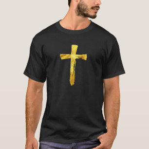 Gold Brush Cross - Christian Jesus Crucifix Christ T-Shirt