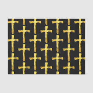 Gold Brush Cross - Christian Religious Crucifix Tissue Paper