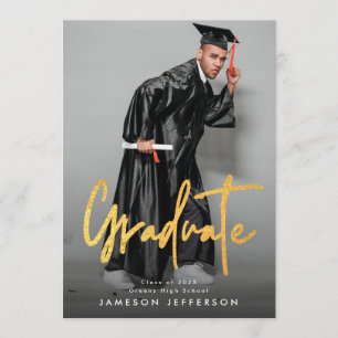 Gold Brush Graduation Photo Graduate Announcement