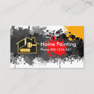Gold Brush Home Paint Splatters Business Card