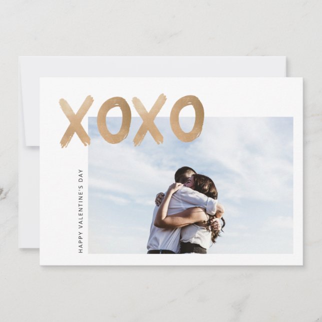 Gold Brush Love Photo Valentine’s Day Card (Front)