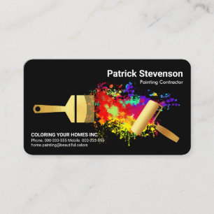 Gold Brush Paint Splatter Handyman Business Card