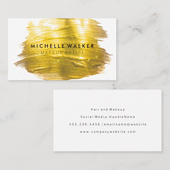 Gold Brush Paint Stroke Business Card (Front/Back)