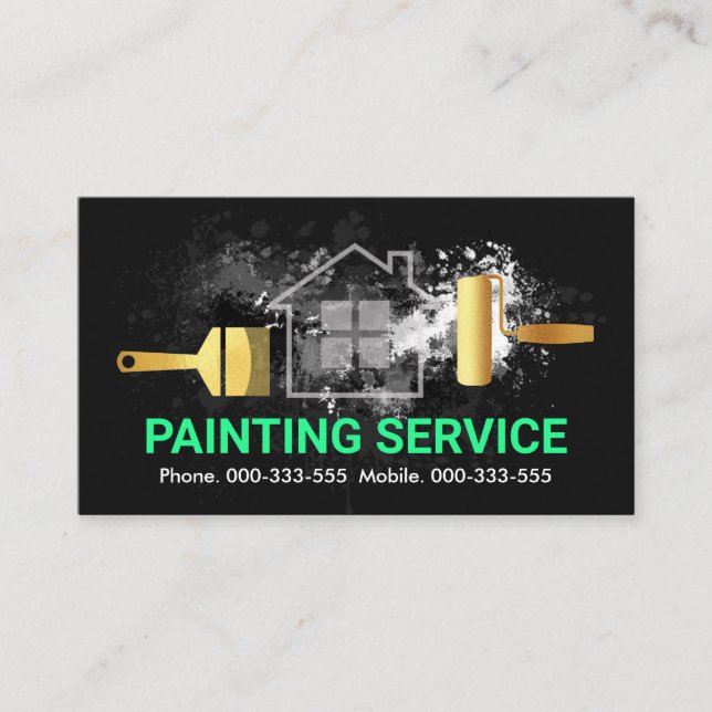 Gold Brush Painting Peeling Paint Business Card (Front)