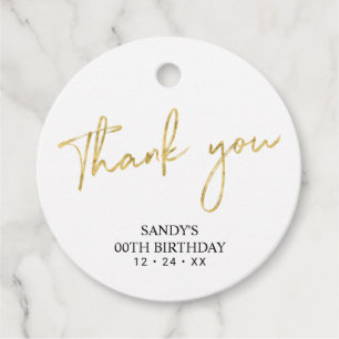 Gold Brush Script Birthday Party Thank you Favour Favour Tags