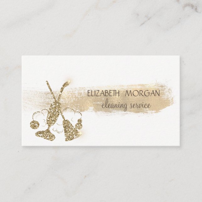  Gold Brush Stroke,Broom,Vacuum cleaner Business Card (Front)