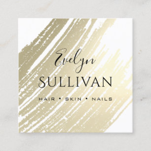 Gold Brush Stroke Square Business Card