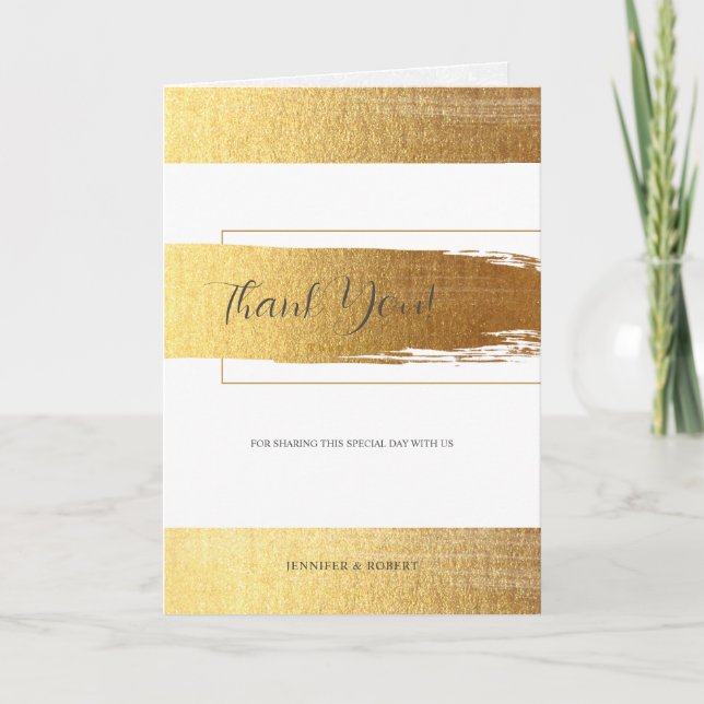 Gold brush Stroke thank you card (Front)
