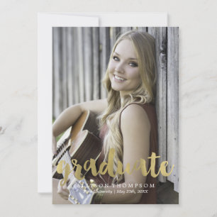 Gold Brush Typography Graduation Announcement