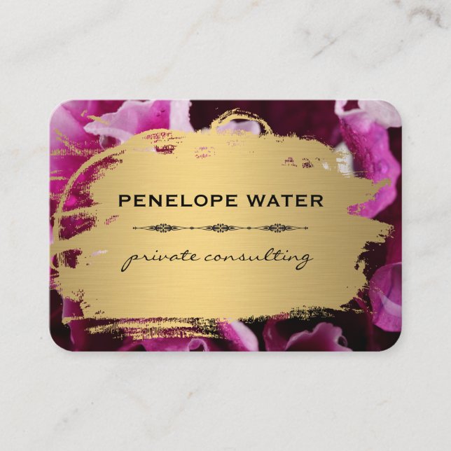 Gold Brushed and Floral Business Card (Front)