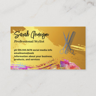 Gold Brushed | Artistic | Salon Tools Business Card