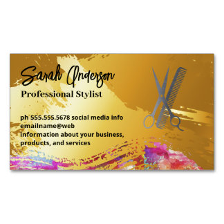 Gold Brushed | Artistic | Salon Tools Magnetic Business Card