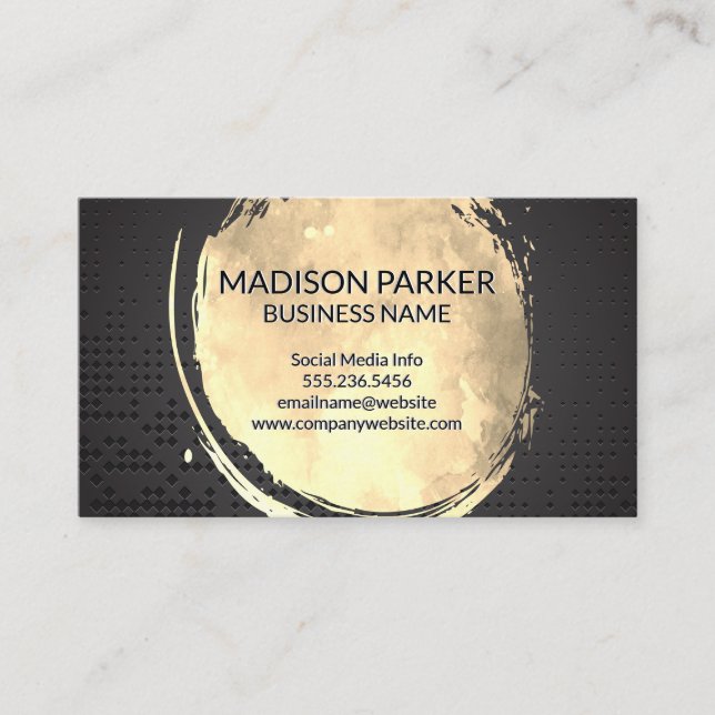Gold Brushed | Black Metal Background Business Card (Front)