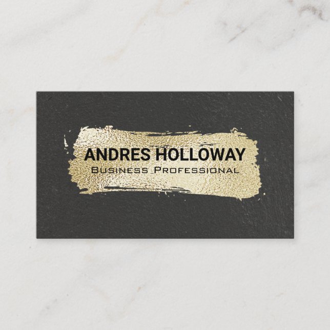 Gold Brushed | Black Wall Textured Business Card (Front)