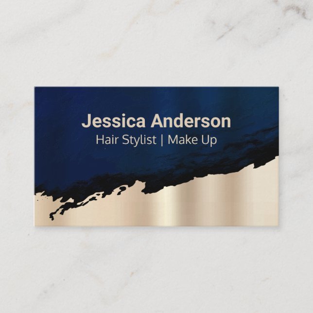 Gold Brushed | Dark Blue Business Card (Front)