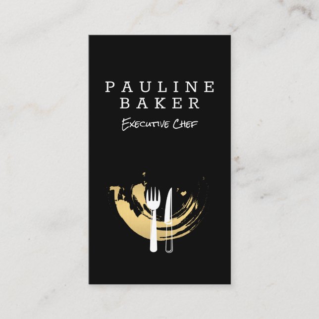 Gold Brushed Dinnerware | Executive Chef Business Card (Front)