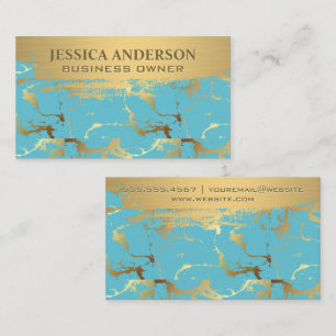 Gold Brushed   Gold Teal Business Card