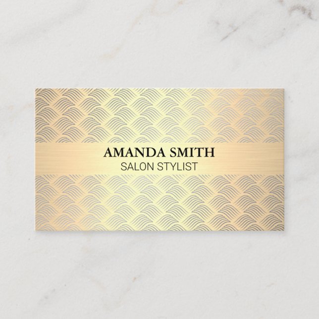 Gold Brushed Gold Weave Business Card (Front)