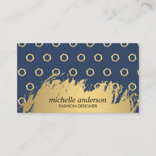 Gold Brushed Hexagon Pattern Designer Business Card