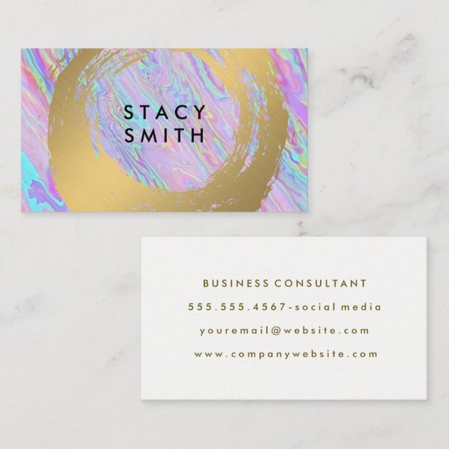 Gold Brushed | Holographic Liquid Business Card (Front/Back)
