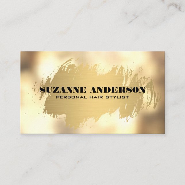 Gold Brushed Leather Gold Boke Business Card (Front)