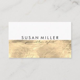 Gold Brushed Leather Golden Metallic Colour Block Business Card