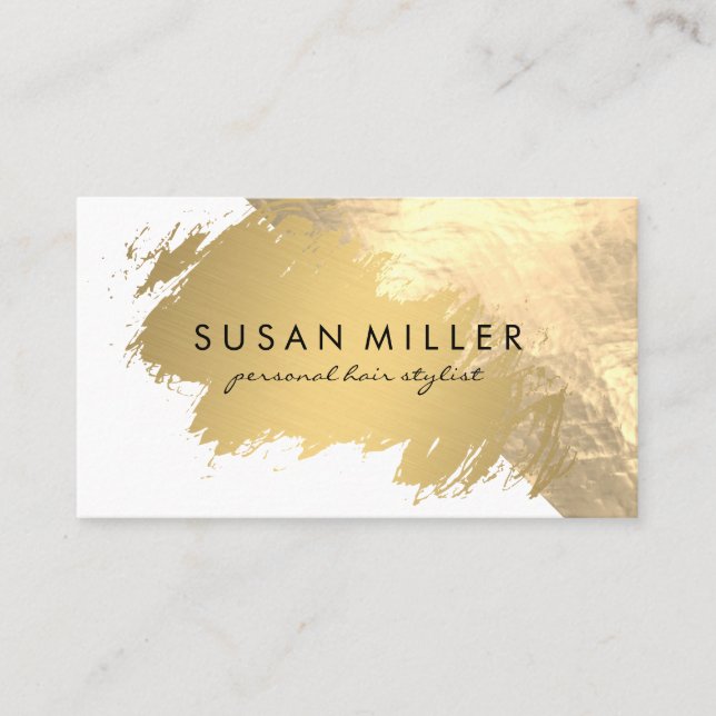 Gold Brushed Leather Golden Metallic II Business Card (Front)