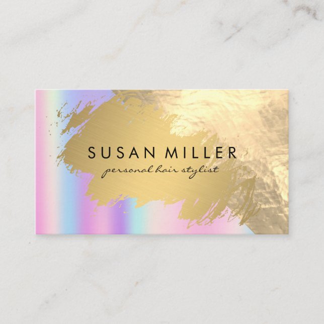 Gold Brushed Leather Golden Metallic | Iridescent  Business Card (Front)